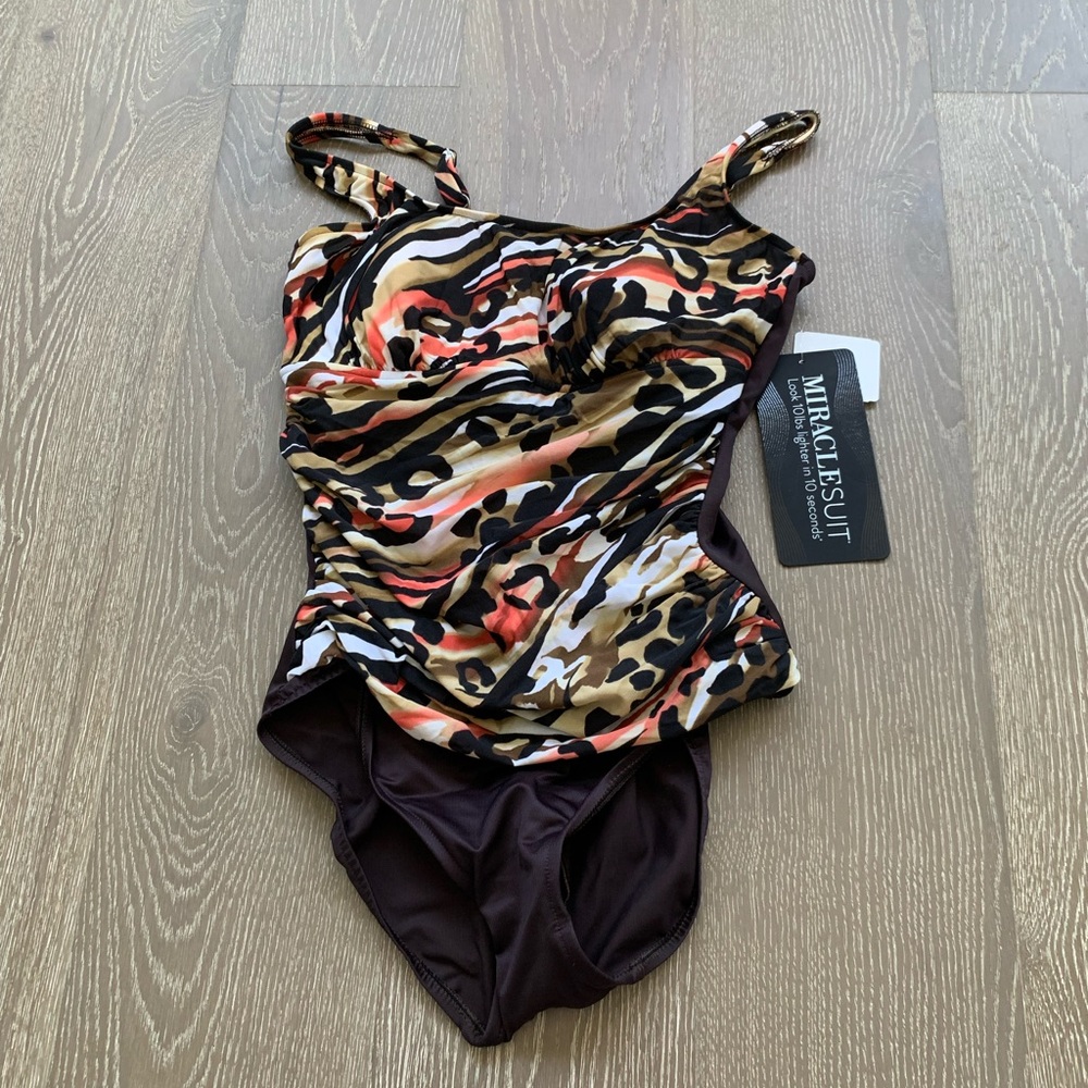 Miraclesuit animal print one-piece swimsuit